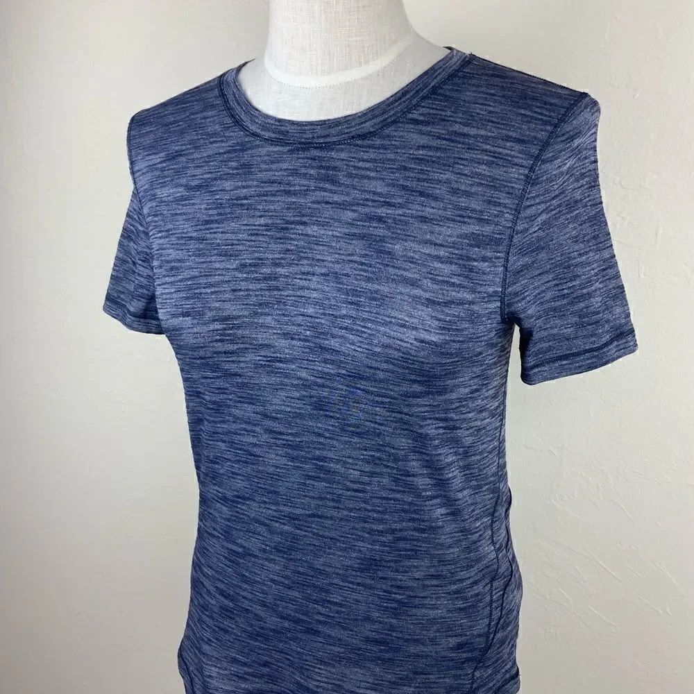 Lululemon Long Distance Short Sleeve Tee - Heathered Deep Navy - Picture 3 of 7